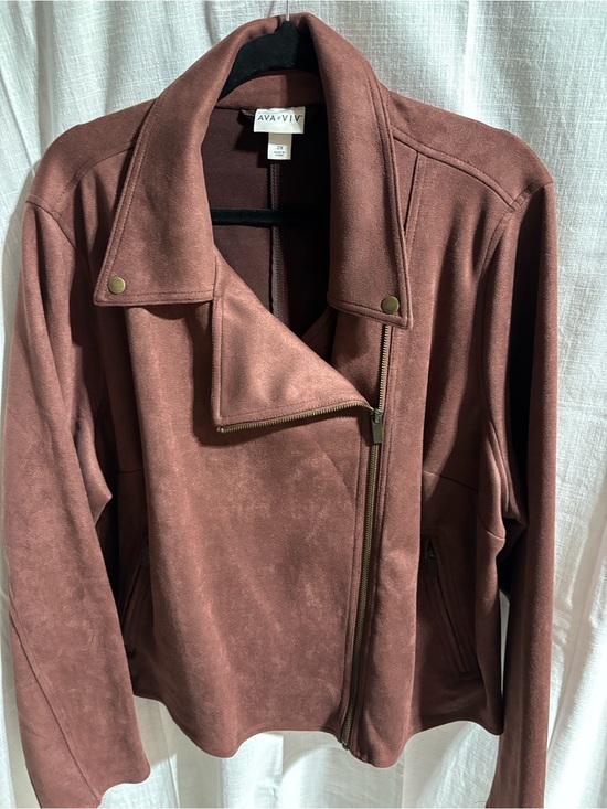 Ava & Viv Jackets & Blazers - Ava & Viv Suede-Effect faux Moto Jacket in Rust